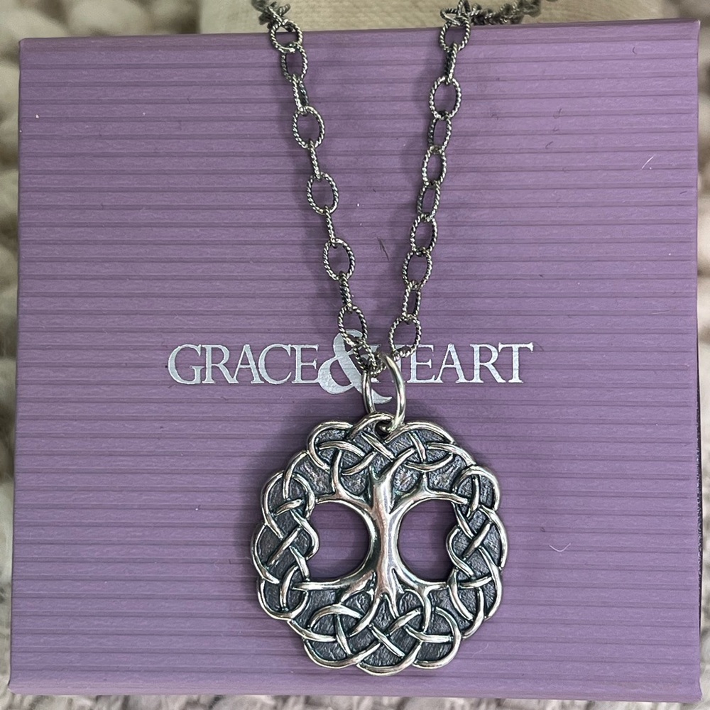 Grace & Heart Oxidized Sterling Silver “Tree of Life” Necklace